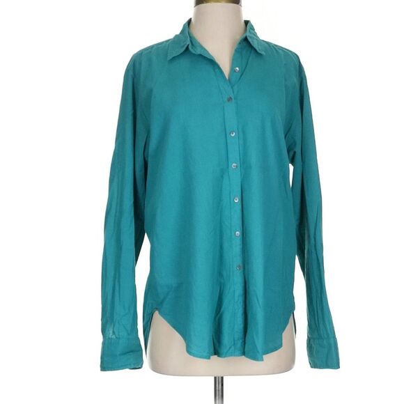 Xirena Blue Teal 100% Cotton Long Sleeve Beau Button Down Shirt Lightweight S - Picture 4 of 11